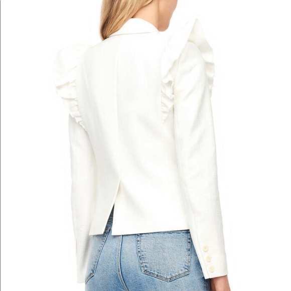 Rebecca Taylor SLUB SUITING RUFFLE JACKET - Picture 6 of 7